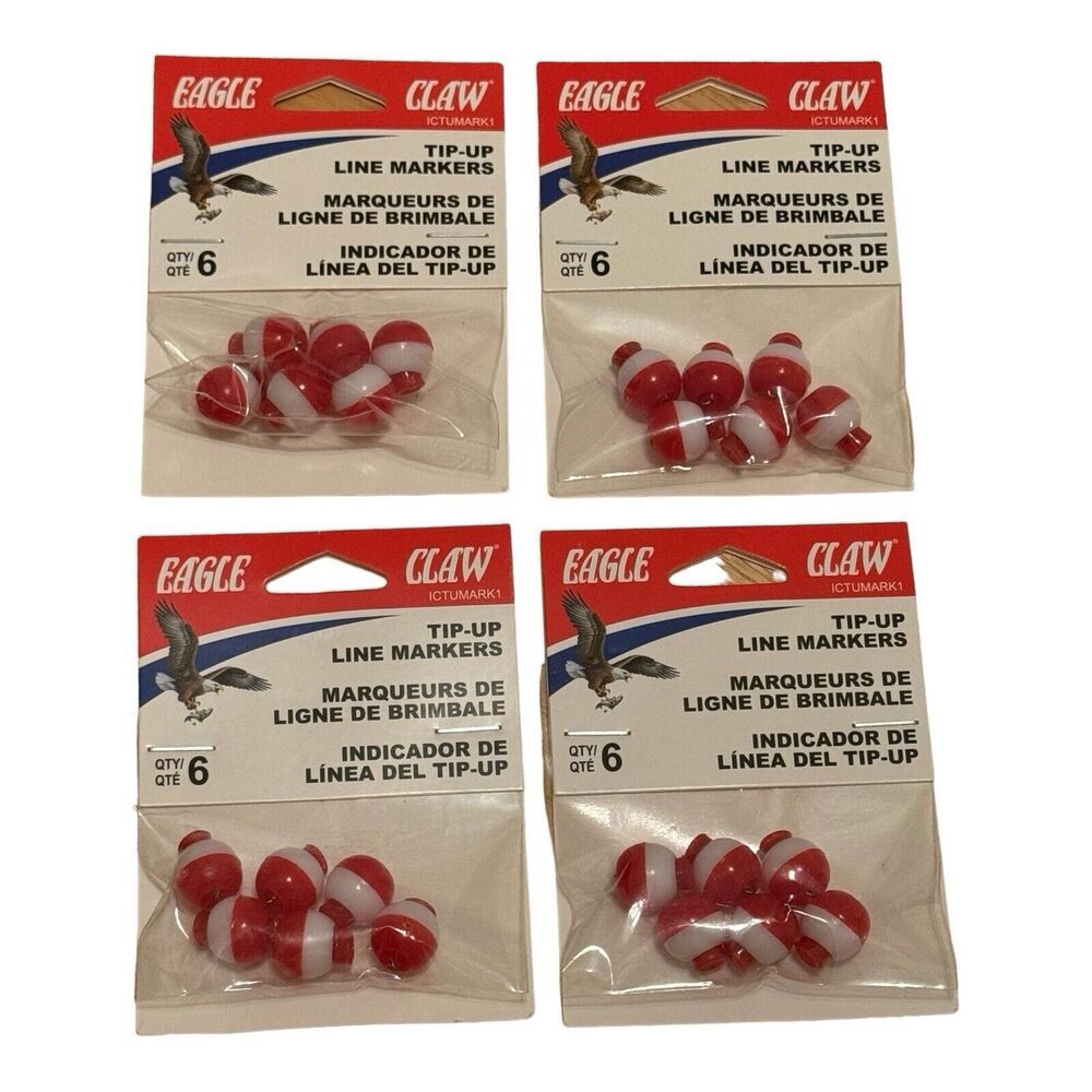 4 Packs Lot Eagle Claw Tip-Up Line Markers 6-Count Package